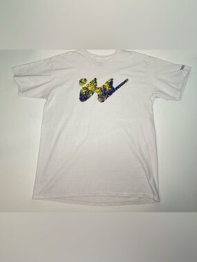 Without Walls White Short Sleeve Tee with Multicolor W 100% cotton Large